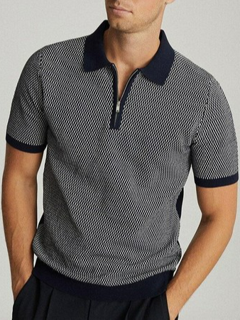 

Men's Textured Casual Short Sleeve POLO Shirt, As picture, polo