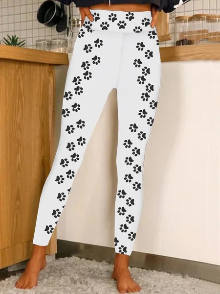 

Black & White Paws Women's Leggings, As picture, Leggings