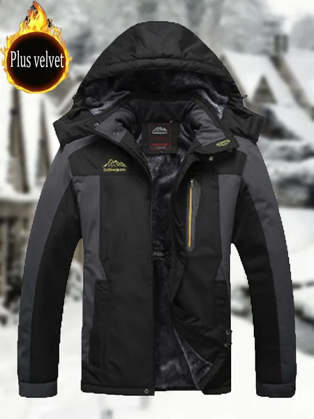 

Men's Plus Velvet Thick Casual Outdoor Warm Jacket, Black, Jacket