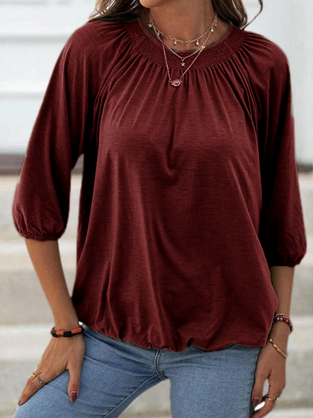 

Crew Neck Shirts & Tops, Wine red, Tops