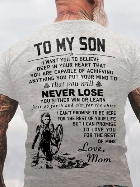 

Vikings To My Son Cotton Short Sleeve Casual Shirts & Tops, White, T-shirts