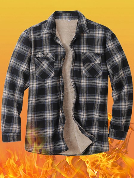 

Mens Warm Sherpa Lined Fleece Plaid Button Up Shirt Jacket, Purplish blue, Jacket