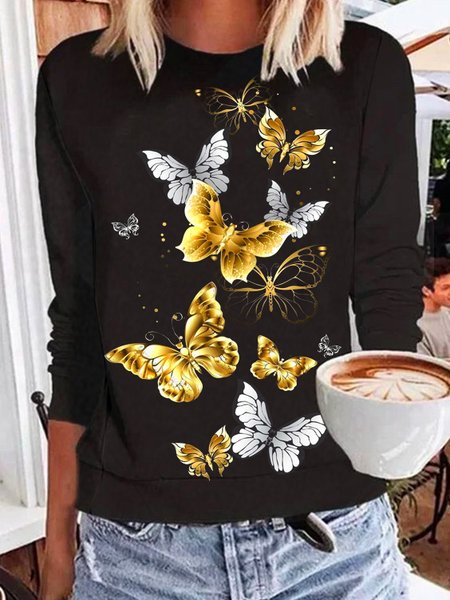 

Loosen Casual Shirts & Tops, Black, Long sleeve tops