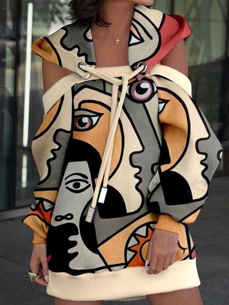 

Long Sleeve Statement Hooded Sweatshirt, As picture, Hoodies and Sweatshirts
