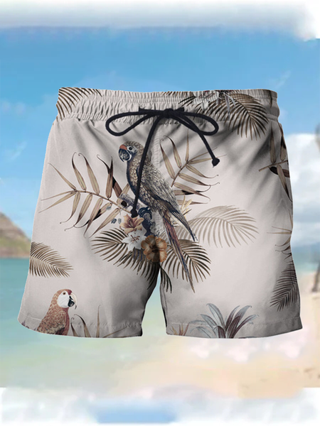 

Hawaii Beach Pants Parrot Jungle Elements, As picture, Men's shorts