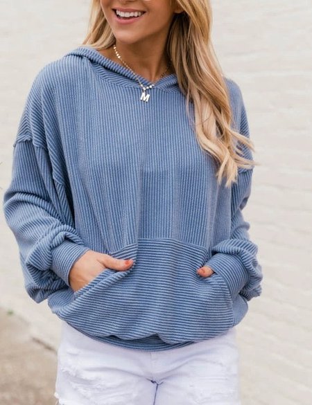 

Off Shoulder Plain Vintage Sweatshirt, Blue, Hoodies and Sweatshirts