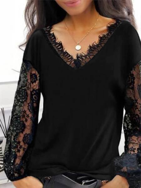 

Casual Cotton Blends Shirts & Tops, Black, Tops