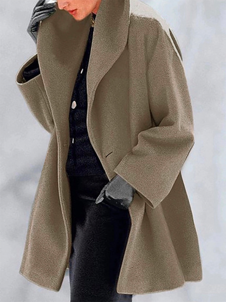 

Maniche Lunghe Elegante Tinta Unita Giubbotto, Cammello, overcoat