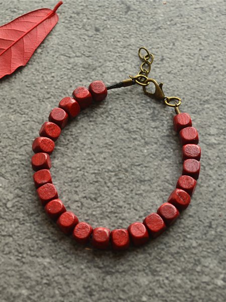 

Vintage Simplicity Wooden Beaded Bracelet, As picture, Bracelets