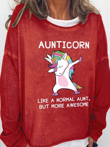 

Aunticorn Like A Normal Aunt But More Awesome Cotton Blends Sweatshirts, Red, Hoodies&Sweatshirts