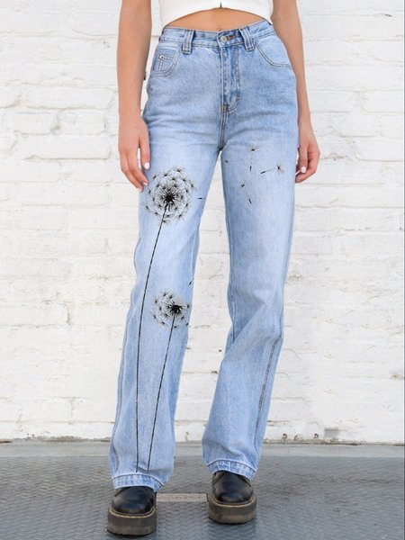 

Plants Denim Pants, Light blue, Pants