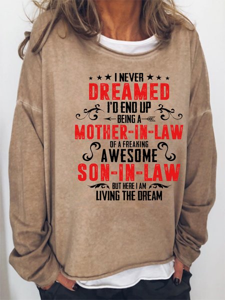 

I Never Dreamed Print Crew Neck Sweatshirt, Light brown, Hoodies&Sweatshirts