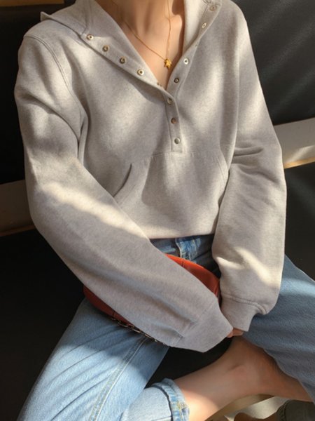 

Loosen Plain Vintage Sweatshirt, Light gray, Hoodies and Sweatshirts