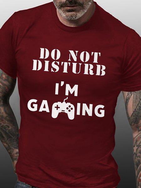 

Do Not Disturb Im Gaming Crew Neck Short Sleeve T-shirt, Red, T-shirts