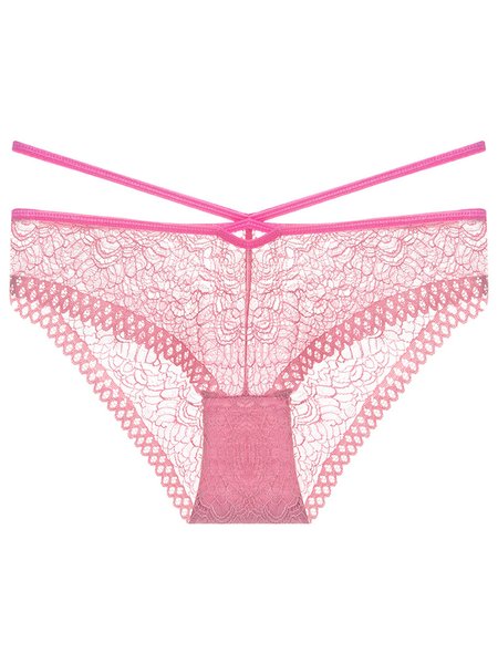 

Cross-strap Sexy Lace Large Size Low-rise Briefs, Pink, Underwear