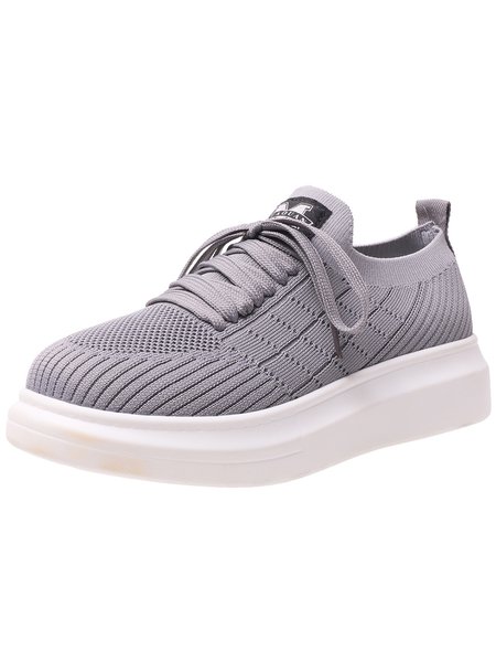 

Casual Plain Lace Up Fly Woven Sneakers, Gray, Athletic & Casual Shoes