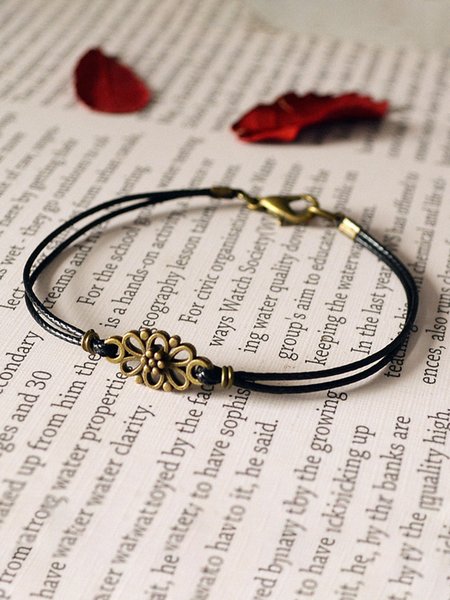 

Simple Alloy Wax Rope Bracelet, As picture, Bracelets