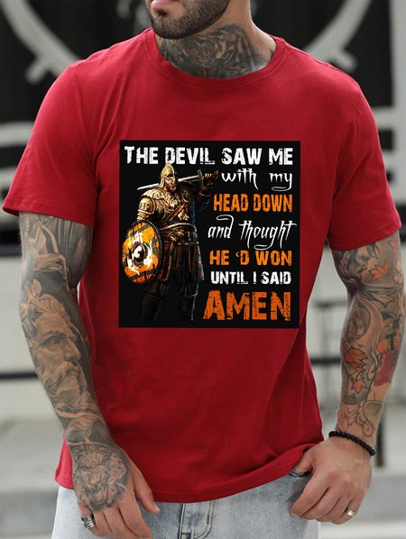 

The Devil Saw Me With My Head Down And Thought He'd Won Men's T-shirt, Red, T-shirts