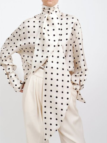 

Statement Loosen Polka Dots Daily Top, White, Blouses and Shirts