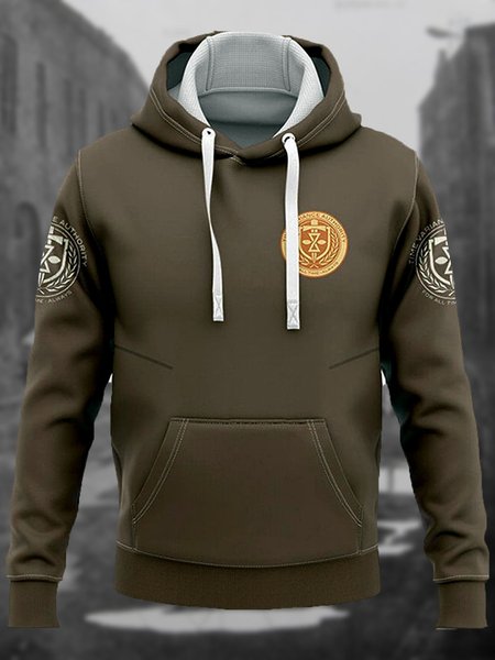 

Patterned With Pockets Long Sleeve Street Sweatshirt, Hoodies