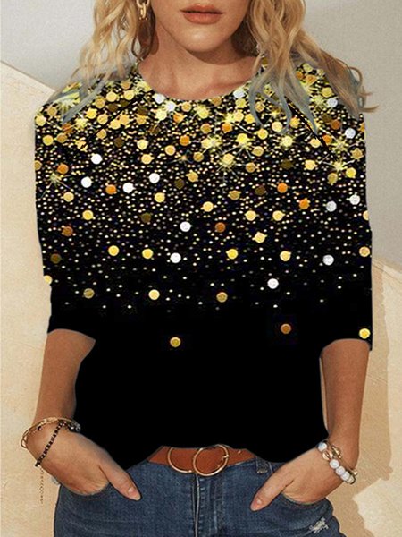 Holiday Gift Glitter Luxury Casual Regular Fit Sweatshirt, As picture, Hoodies&Sweatshirts