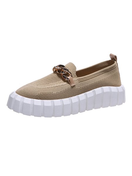 

Casual Chain Flying Woven Platform Shoes, Apricot, Athletic & Casual Shoes