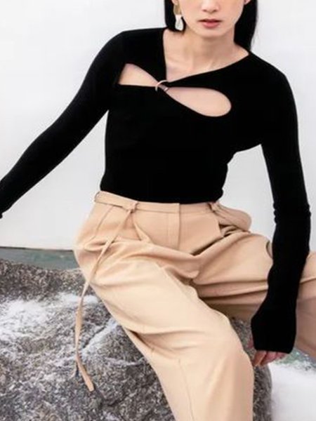 

Casual Solid Shirts & Tops, Black, Blouses and Shirts