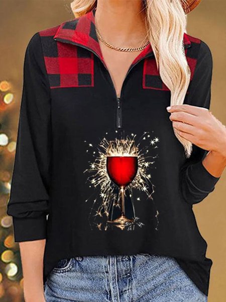 

Cotton Blends Casual Checked/Plaid Shirts & Tops, Black, Tops