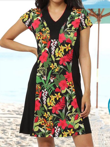 

Shore Resort V-neck A-line floral dress, Multicolor, Floral Dresses