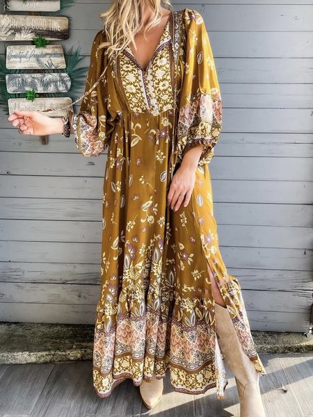 

Loosen Tribal Dresses, Yellow brown, Dresses