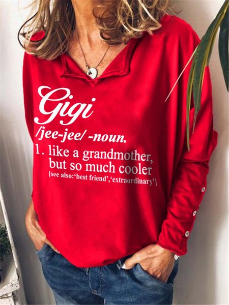 

Gigi Like A Grandmother But So Much Cooler Casual Cotton Blends Sweatshirt, Red, Hoodies&Sweatshirts