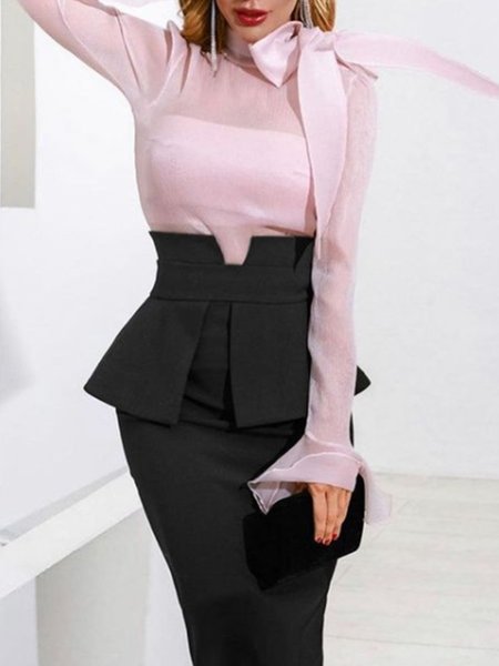 

Lady Long Sleeve Regular Fit Solid Top, Pink, Tops