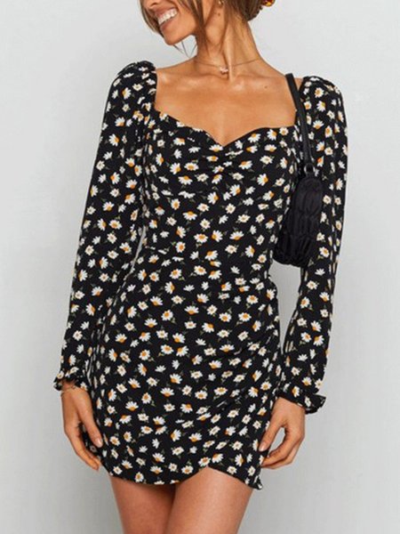 

Square Neck Mini Dresses Daily Dresses, Black, Mini Dresses