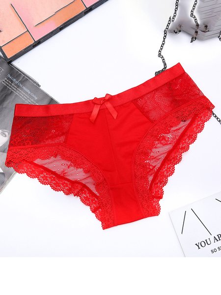 Sexy Lace Low-rise Briefs, Red, Panties