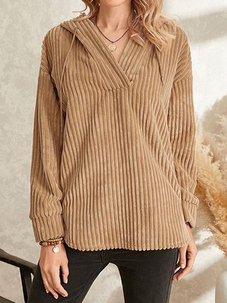 

Loosen Casual Hooded Plain Sweatshirt, Khaki, Hoodies and Sweatshirts