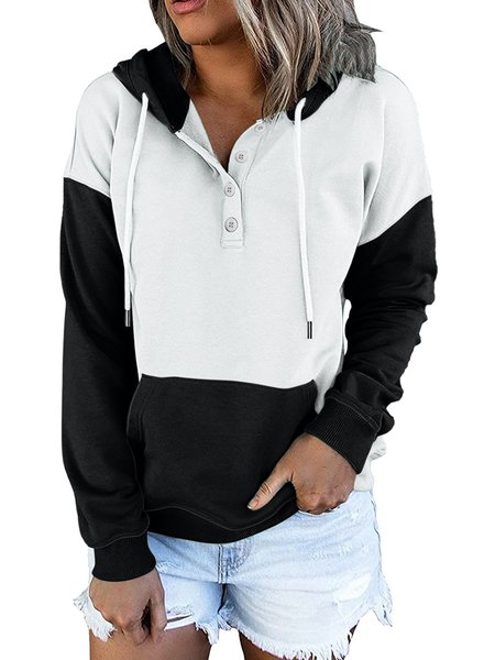 

Color Block Hooded Sporty Loosen Sweatshirt, Black, Hoodies & Sweatshirts