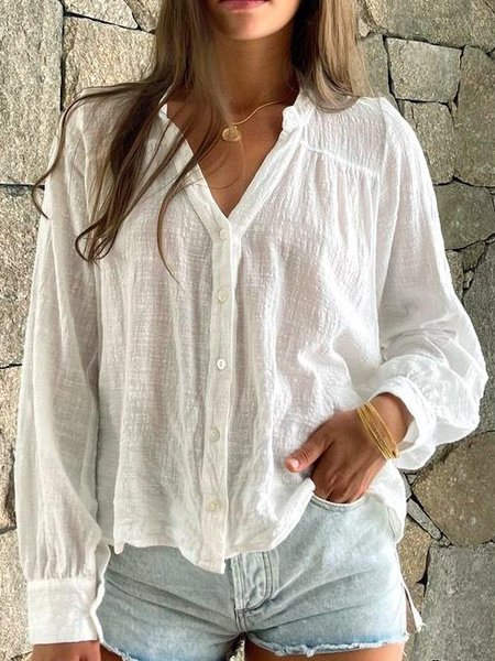 

Plain Regular Fit Casual Shirts & Tops, White, Shirts & Blouses
