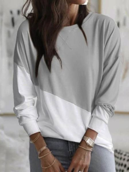 

Color Block Casual Shirts & Tops, Gray, Tees & T-shirts