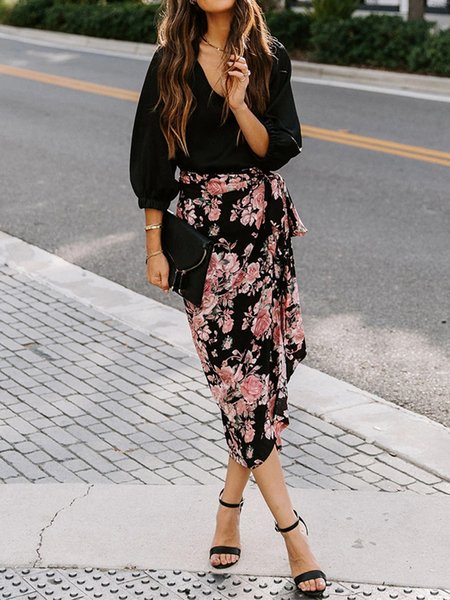 

Simple Regular Fit Midi Skirt, Multicolors, Midi Skirts