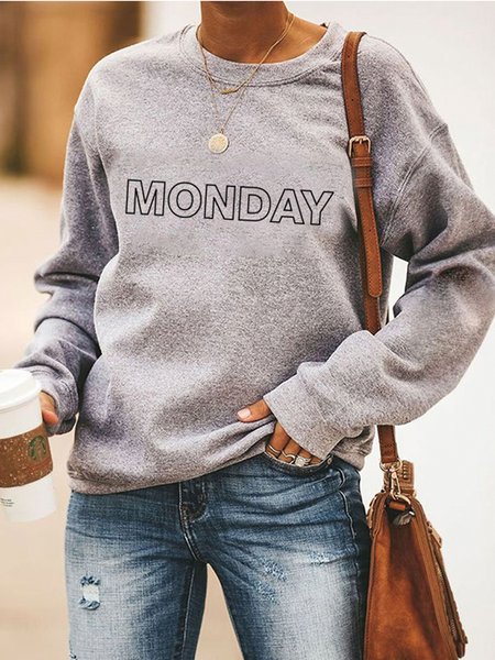 

Vintage Off Shoulder Letter Sweatshirt, Gray, Hoodies and Sweatshirts