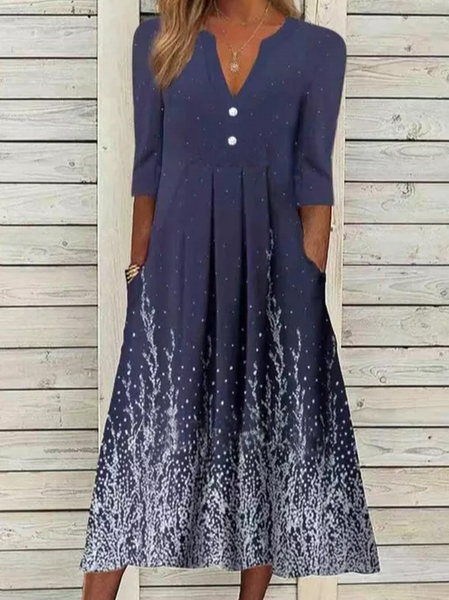 

Loosen V Neck Casual Knitting Dress, Blue, Maxi Dresses