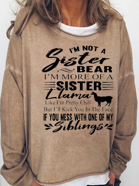 

Funny Sister Casual Letter Sweatshirt, Light brown, Hoodies&Sweatshirts