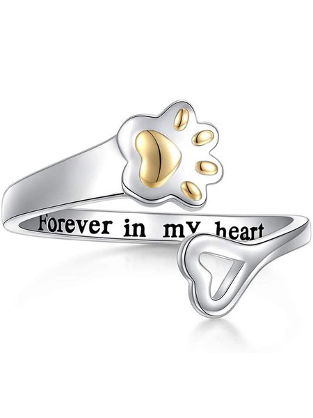 

Personalized Cat Claw Heart English Alloy Ring, As picture, Rings