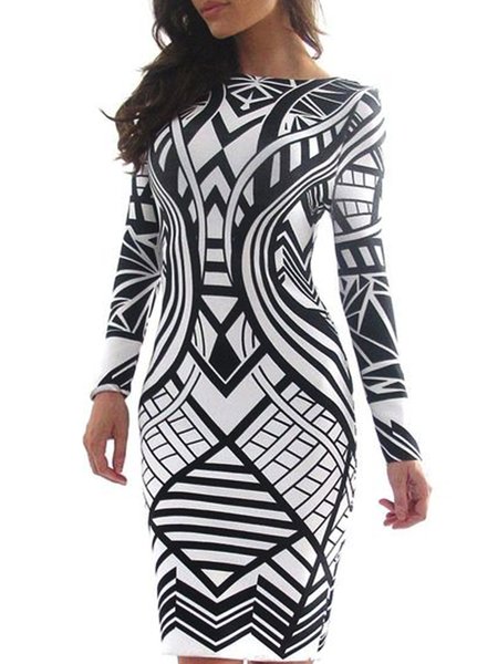 

Long sleeve Simple Crew Neck Regular Fit Elegant Dress, As picture, Mini Dresses