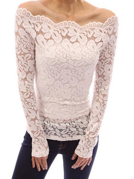 

Solid Boat Neck Slim Fit Top, White, Tops