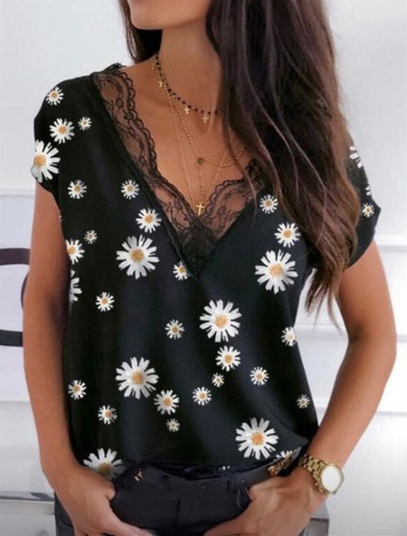 

Casual Loosen T-shirt, Black, T-Shirts