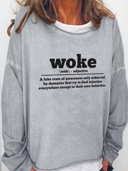 Woke Definition Crew Neck Sweatshirts, Light gray, Hoodies&Sweatshirts