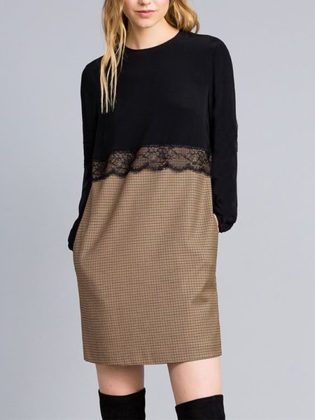 

Work Long Sleeve Regular Fit Mini Dress, As picture, Mini Dresses