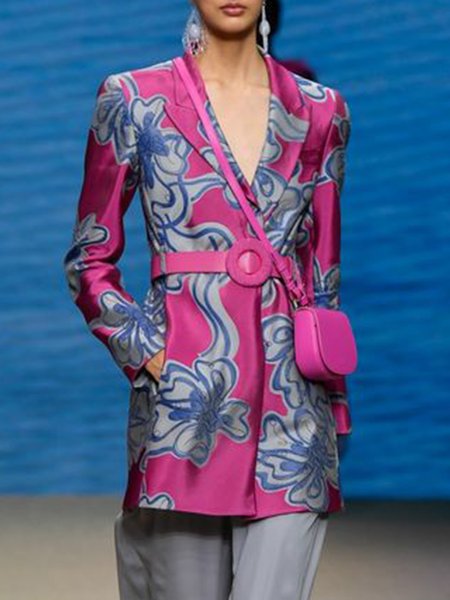

Closure Collar Floral Regular Fit Outerwear, Rose red, Blazers