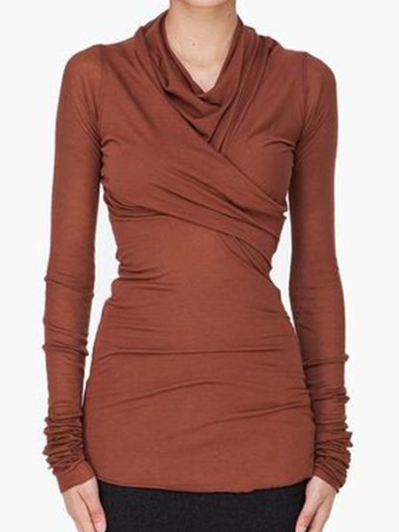 

Plain Date Daily Household Simple Top, Brown, Tops